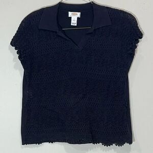 Cute Black Knit Talbots Petite  Top. Size X (1X)